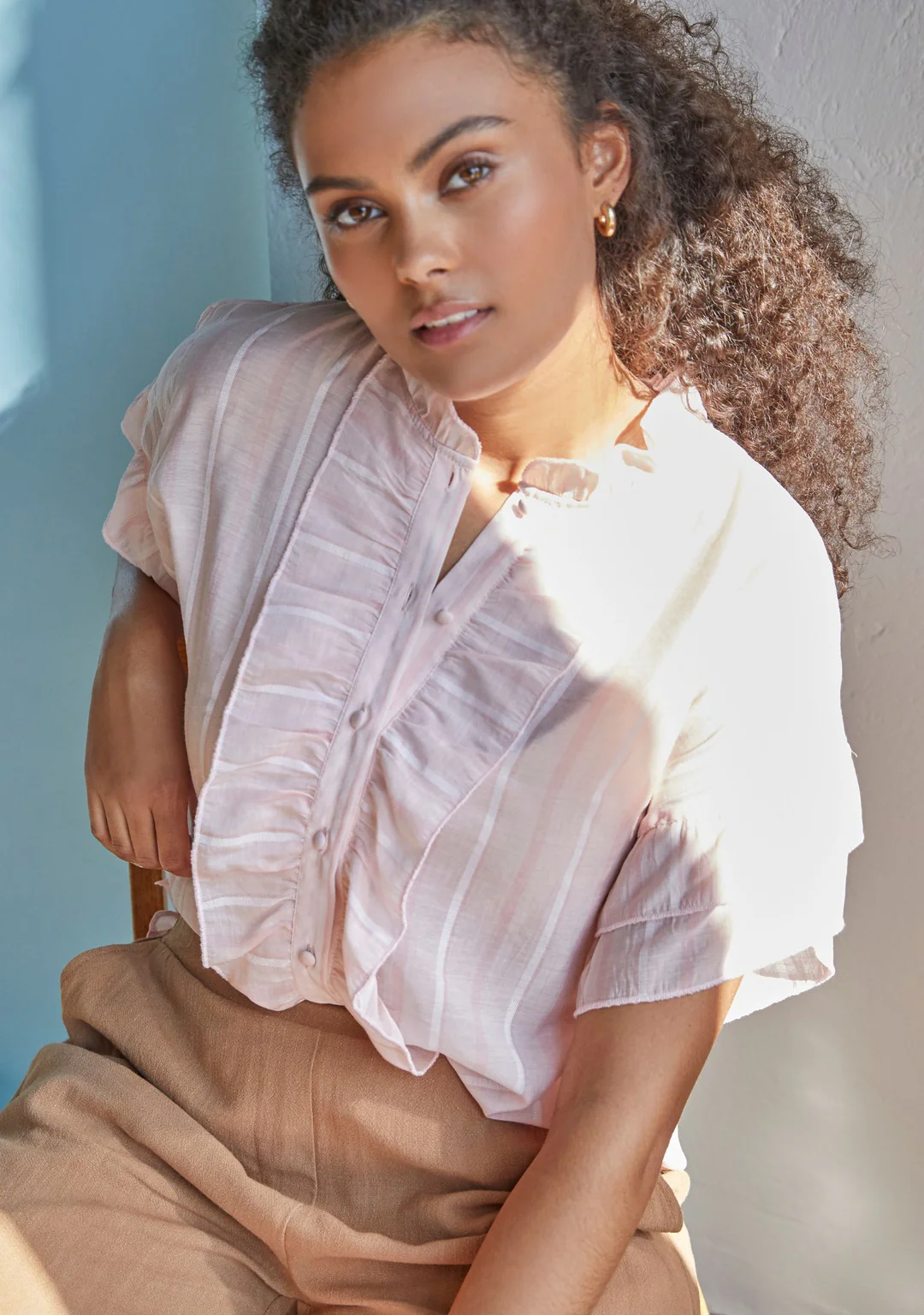 ISAY - HENNY TOP - POWDER ROSE STRIPE model