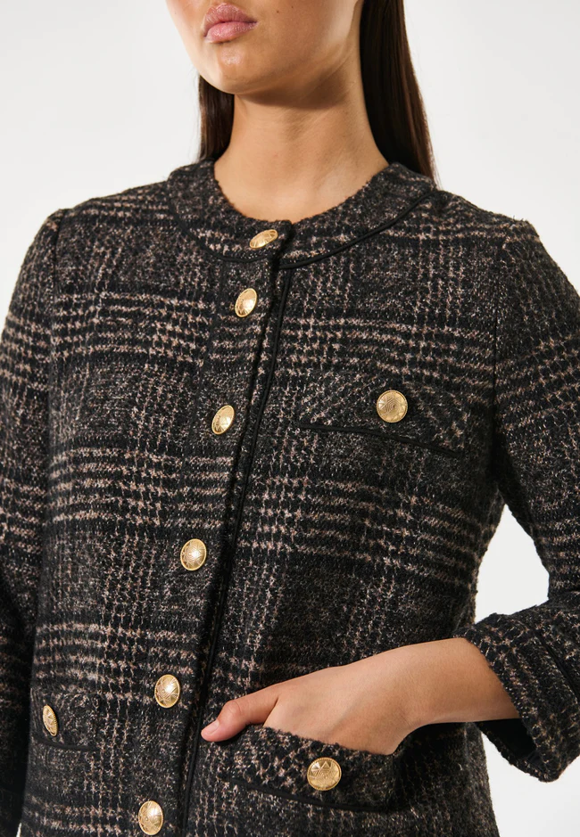DEA KUDIBAL - AISHADEA JACKET W. DECO BUTTONS - BLACK CHECK CLOSE