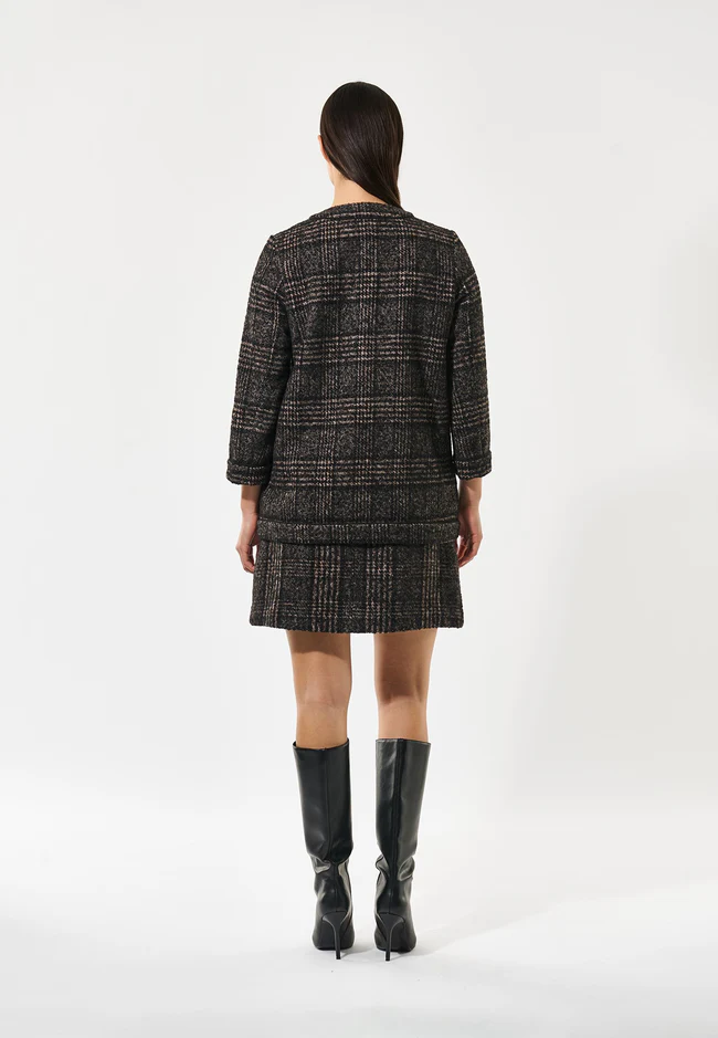 DEA KUDIBAL - AISHADEA JACKET W. DECO BUTTONS - BLACK CHECK MODEL BAG