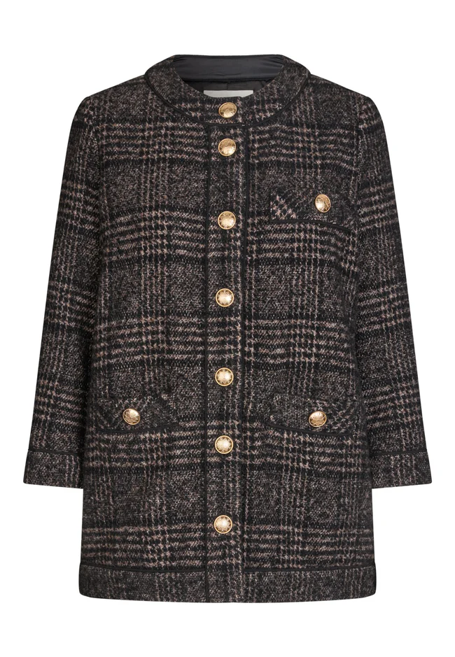 DEA KUDIBAL - AISHADEA JACKET W. DECO BUTTONS - BLACK CHECK