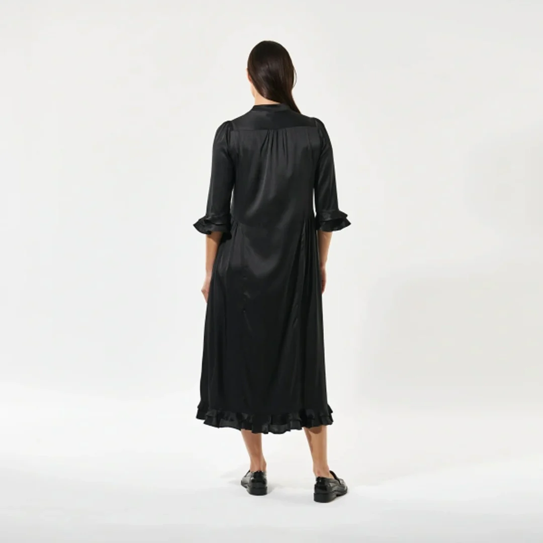 DEA KUDIBAL - ROSANNADEA DRESS W. RUFFLES - BLACK MODEL BAG