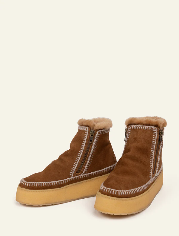 LAIDBACK LONDON - SETSU PLATFORM CROCHET - NUTMEG SUEDE 3