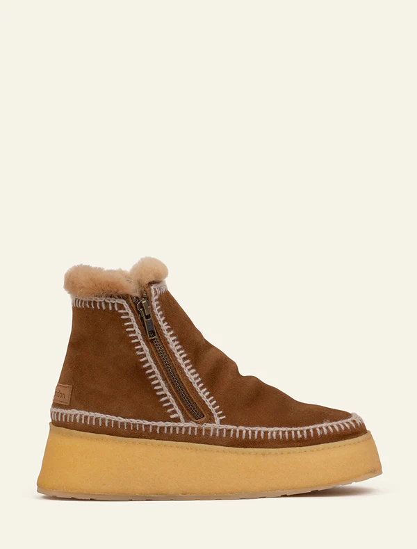 LAIDBACK LONDON - SETSU PLATFORM CROCHET - NUTMEG SUEDE