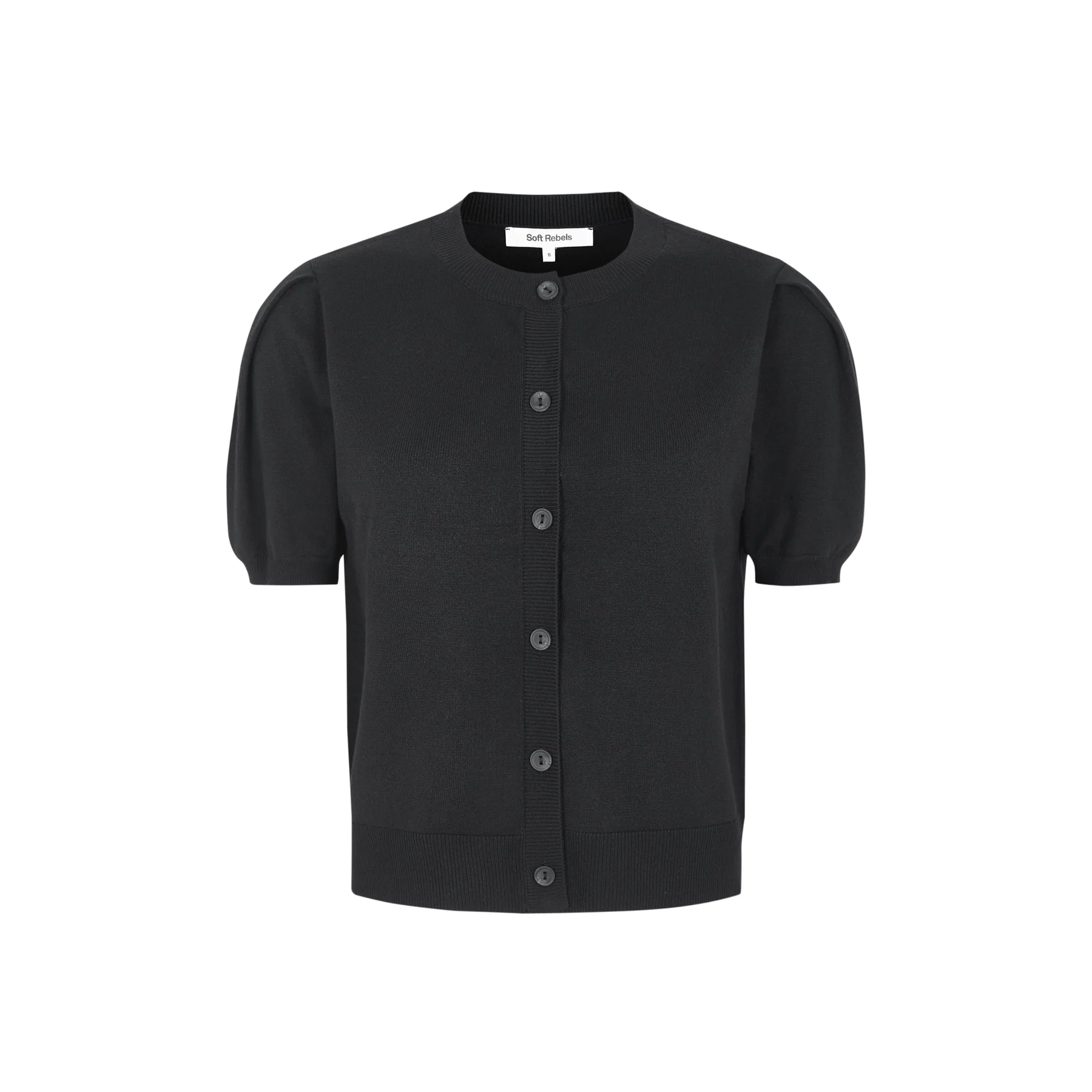 SOFT REBELS - SRMARLA SS O-NECK CARDIGAN KNIT - BLACK
